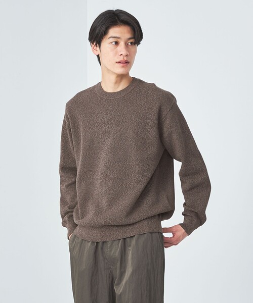 green label relaxing(グリーンレーベルリラクシング)の「クリアコットン ミックス カノコ クルーネック ニット -ハンドウォッシャブル-(ニット/セーター・メンズ・ダークブラウン/ネイビー/グレー・S/L/XL/M)」の4枚目の写真