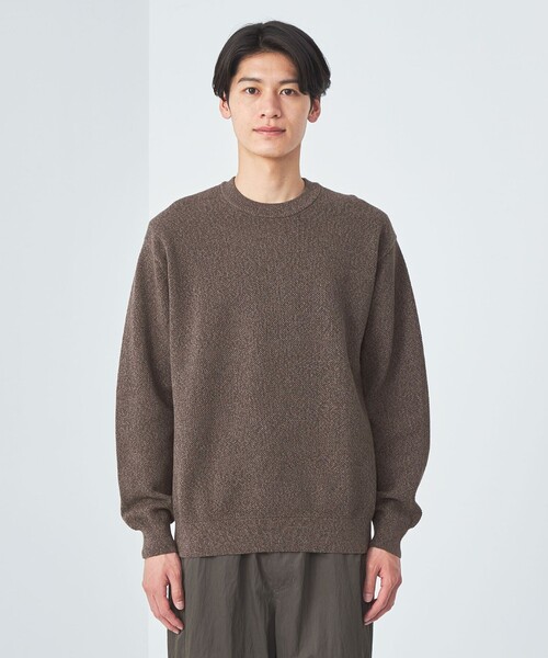 green label relaxing(グリーンレーベルリラクシング)の「クリアコットン ミックス カノコ クルーネック ニット -ハンドウォッシャブル-(ニット/セーター・メンズ・ダークブラウン/ネイビー/グレー・S/L/XL/M)」の8枚目の写真