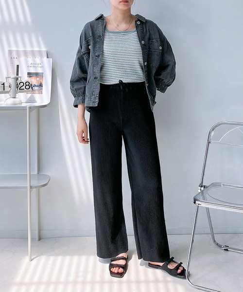 AS KNOW AS plus(アズノゥアズプラス)の「◎ハニカム柄ジャガードニットタンクトップ(タンクトップ・レディース・オレンジ/グレー/ブラック/ライトブルー・FREE)」の20枚目の写真