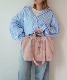 【Ungrid/アングリッド】 ソフトナイロン×牛革ハンドル 2way巾着トートバッグ