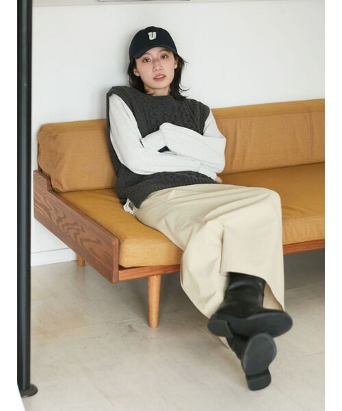 Ungrid(アングリッド)の「【WEB限定】パッチワークケーブルニットベスト(ベスト・レディース・チャコールグレー/アイボリー/グリーン・FREE)」の9枚目の写真