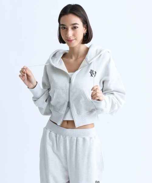 美品♡フォクシー パーカー リネンリュクス リネン100% ダブルジッパー 40 セール】ROXY/ロキシー ジップアップ ショート丈パーカー