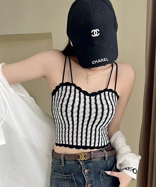 gossip!ロサンゼルス(ゴシップロサンゼルス)の「ストライプ ダブルストラップカップ付き キャミソール ラップブラトップ(キャミソール・レディース・ブラウン/レッド/グレー/ブラック・S/M)」の9枚目の写真