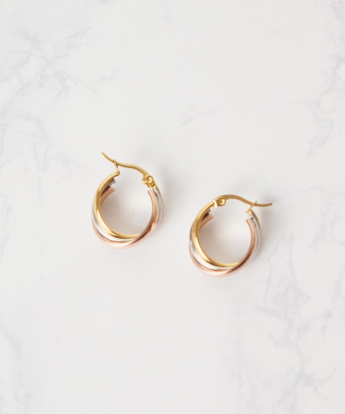 sunny branch（サニーブランチ）の「★ANARKH★　ステンレス ツイストリングピアス（ピアス（両耳用）・レディース・マルチ・FREE）」の2枚目の写真