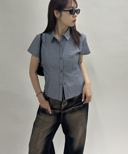 WHO'S WHO gallery(フーズフーギャラリー)の「アソートショートスリーブデザインシャツ(シャツ/ブラウス・レディース・サックスブルー/ブルー/オフホワイト/グリーン系その他2/ネイビー/ホワイト系その他/ホワイト系1/ブルー系その他2/ブルー系その他3/グリーン系その他3/ホワイト系その他2・FREE/LARGE)」の8枚目の写真