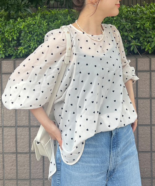 Rouge vif(ルージュヴィフ)の「ハートフロッキーシアーブラウス(シャツ/ブラウス・レディース・ブラック/アイボリー・フリー)」の3枚目の写真