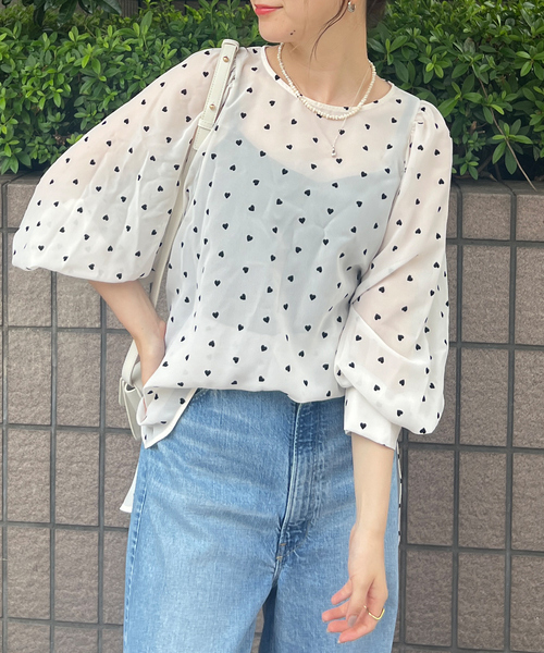 Rouge vif(ルージュヴィフ)の「ハートフロッキーシアーブラウス(シャツ/ブラウス・レディース・ブラック/アイボリー・フリー)」の4枚目の写真
