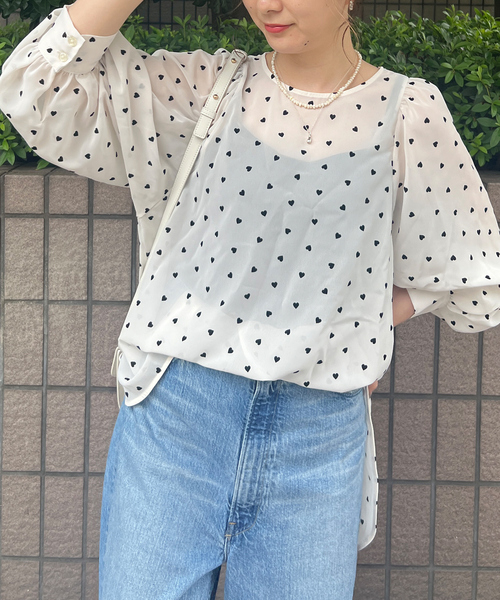 Rouge vif(ルージュヴィフ)の「ハートフロッキーシアーブラウス(シャツ/ブラウス・レディース・ブラック/アイボリー・フリー)」の5枚目の写真