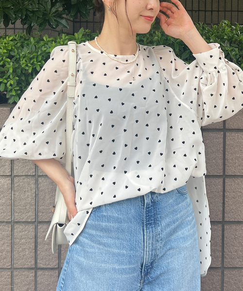 Rouge vif(ルージュヴィフ)の「ハートフロッキーシアーブラウス(シャツ/ブラウス・レディース・ブラック/アイボリー・フリー)」の6枚目の写真