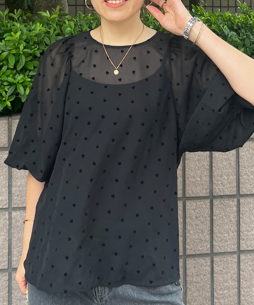Rouge vif(ルージュヴィフ)の「ハートフロッキーシアーブラウス(シャツ/ブラウス・レディース・ブラック/アイボリー・フリー)」の10枚目の写真