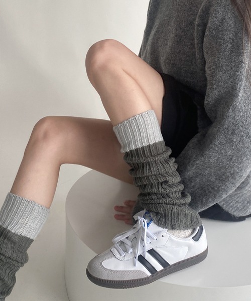 Miniministore(ミニミニストア)の「レッグウォーマー 配色靴下 レディース(ソックス/靴下・レディース・ベージュ/グレー/ブラック/アイボリー・FREE)」の3枚目の写真