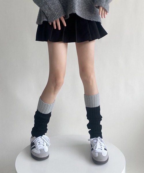 Miniministore(ミニミニストア)の「レッグウォーマー 配色靴下 レディース(ソックス/靴下・レディース・ベージュ/グレー/ブラック/アイボリー・FREE)」の10枚目の写真