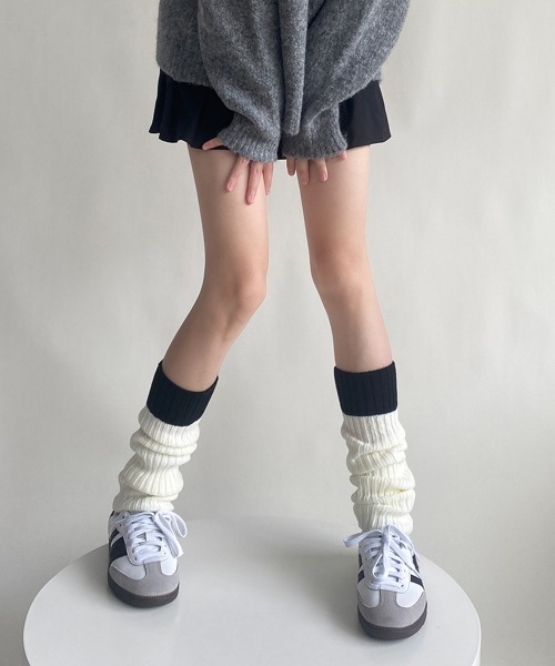Miniministore(ミニミニストア)の「レッグウォーマー 配色靴下 レディース(ソックス/靴下・レディース・ベージュ/グレー/ブラック/アイボリー・FREE)」の14枚目の写真