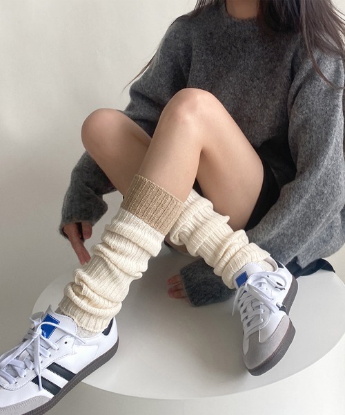 Miniministore(ミニミニストア)の「レッグウォーマー 配色靴下 レディース(ソックス/靴下・レディース・ベージュ/グレー/ブラック/アイボリー・FREE)」の15枚目の写真