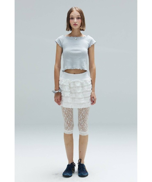 DEARSTALKER（ディアストーカー）の「DEARSTALKER／RUFFLEミニスカート（スカート・レディース・ホワイト/ピンク・FREE）」の5枚目の写真