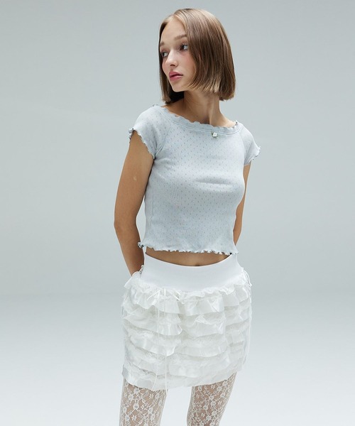 DEARSTALKER（ディアストーカー）の「DEARSTALKER／RUFFLEミニスカート（スカート・レディース・ホワイト/ピンク・FREE）」の9枚目の写真