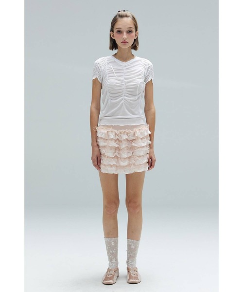 DEARSTALKER（ディアストーカー）の「DEARSTALKER／RUFFLEミニスカート（スカート・レディース・ホワイト/ピンク・FREE）」の13枚目の写真