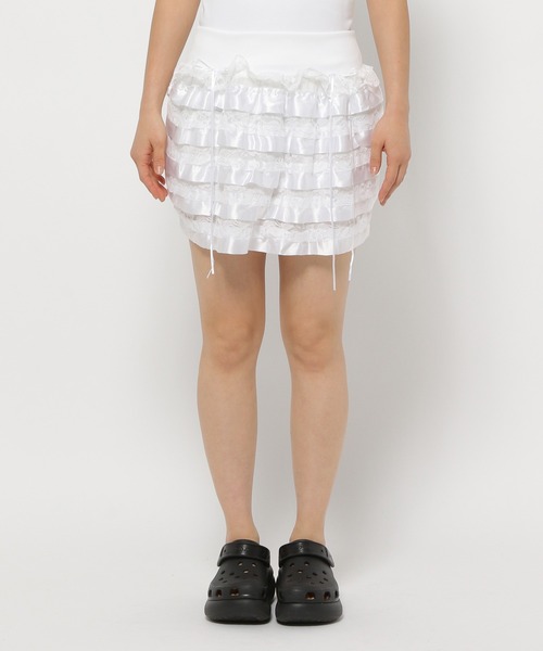 DEARSTALKER（ディアストーカー）の「DEARSTALKER／RUFFLEミニスカート（スカート・レディース・ホワイト/ピンク・FREE）」の21枚目の写真