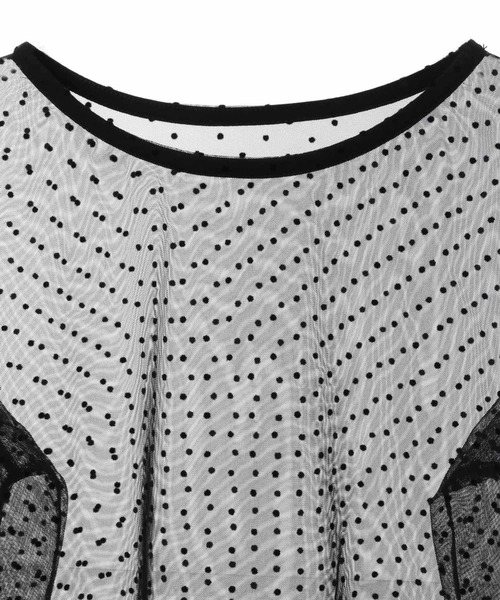 31 Sons de mode（トランテアン　ソン　ドゥ　モード）の「ドットチュールトップス（Tシャツ/カットソー・レディース・ブラック/ライトグレー・フリー）」の6枚目の写真