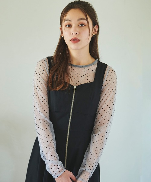 31 Sons de mode（トランテアン　ソン　ドゥ　モード）の「ドットチュールトップス（Tシャツ/カットソー・レディース・ブラック/ライトグレー・フリー）」の11枚目の写真