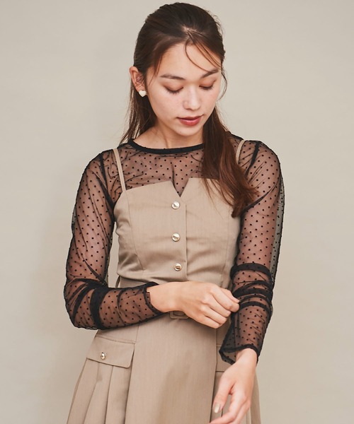 31 Sons de mode（トランテアン　ソン　ドゥ　モード）の「ドットチュールトップス（Tシャツ/カットソー・レディース・ブラック/ライトグレー・フリー）」の21枚目の写真