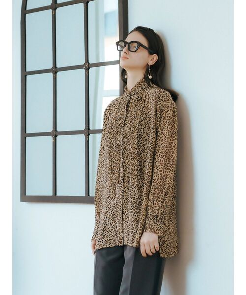 Editt by YECCA VECCA(エディットバイイェッカヴェッカ)の「フリルデザインロングシャツ(シャツ/ブラウス・レディース・ブラック/レオパード・FREE)」の5枚目の写真