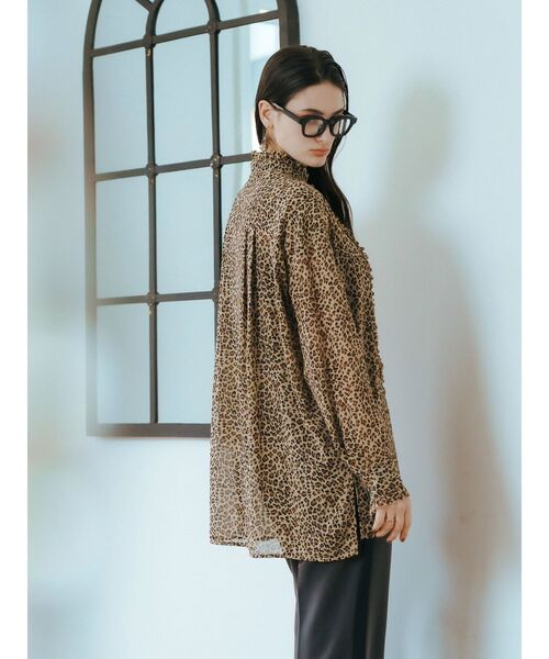Editt by YECCA VECCA(エディットバイイェッカヴェッカ)の「フリルデザインロングシャツ(シャツ/ブラウス・レディース・ブラック/レオパード・FREE)」の7枚目の写真