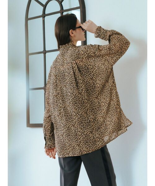 Editt by YECCA VECCA(エディットバイイェッカヴェッカ)の「フリルデザインロングシャツ(シャツ/ブラウス・レディース・ブラック/レオパード・FREE)」の10枚目の写真