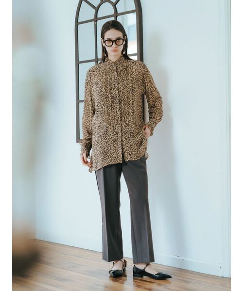 Editt by YECCA VECCA(エディットバイイェッカヴェッカ)の「フリルデザインロングシャツ(シャツ/ブラウス・レディース・ブラック/レオパード・FREE)」の11枚目の写真