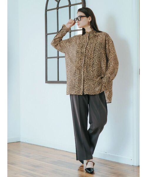 Editt by YECCA VECCA(エディットバイイェッカヴェッカ)の「フリルデザインロングシャツ(シャツ/ブラウス・レディース・ブラック/レオパード・FREE)」の13枚目の写真