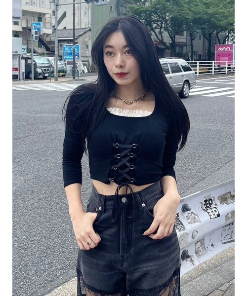 EMISPHERE 売れ筋商品|||エミスフィール Tシャツ トップス レディース Tops Black HeRIN.CYE | Round cut tops (Tシャツ・カットソー(半袖