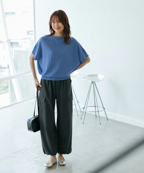 ROPE' PICNIC(ロペピクニック)の「二の腕が隠れるニットプルオーバー/UVカット・洗濯機OK・接触冷感(ニット/セーター・レディース・ダークグリーン/ブラック/ブルー系その他5/ブラウン/レッド・38)」の11枚目の写真