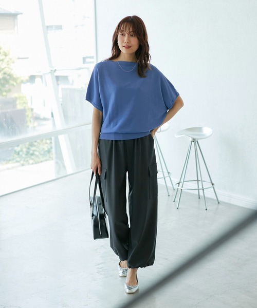 ROPE' PICNIC(ロペピクニック)の「二の腕が隠れるニットプルオーバー/UVカット・洗濯機OK・接触冷感(ニット/セーター・レディース・ダークグリーン/ブラック/ブルー系その他5/ブラウン/レッド・38)」の12枚目の写真