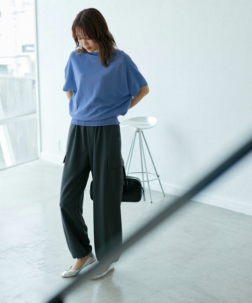 ROPE' PICNIC(ロペピクニック)の「二の腕が隠れるニットプルオーバー/UVカット・洗濯機OK・接触冷感(ニット/セーター・レディース・ダークグリーン/ブラック/ブルー系その他5/ブラウン/レッド・38)」の13枚目の写真
