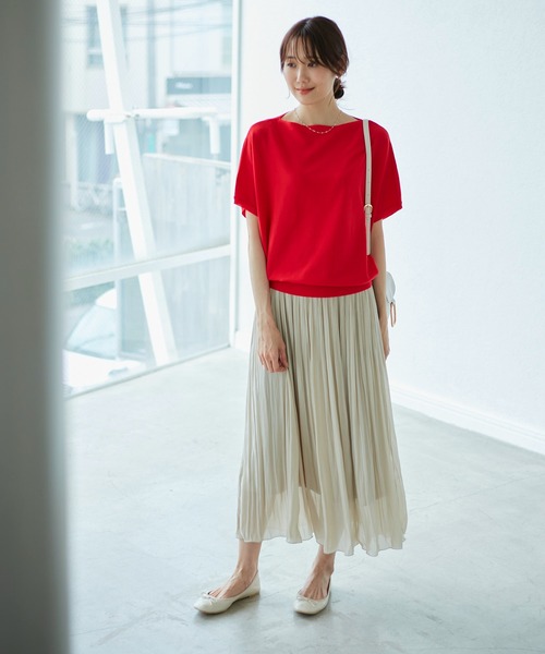 ROPE' PICNIC(ロペピクニック)の「二の腕が隠れるニットプルオーバー/UVカット・洗濯機OK・接触冷感(ニット/セーター・レディース・ダークグリーン/ブラック/ブルー系その他5/ブラウン/レッド・38)」の15枚目の写真