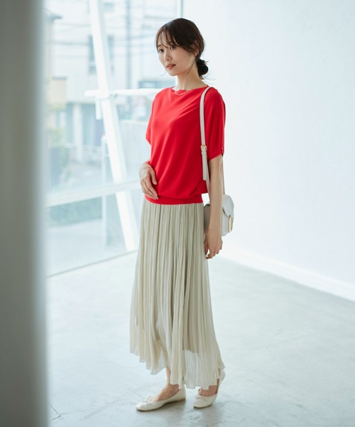 ROPE' PICNIC(ロペピクニック)の「二の腕が隠れるニットプルオーバー/UVカット・洗濯機OK・接触冷感(ニット/セーター・レディース・ダークグリーン/ブラック/ブルー系その他5/ブラウン/レッド・38)」の16枚目の写真