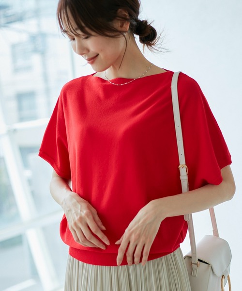 ROPE' PICNIC(ロペピクニック)の「二の腕が隠れるニットプルオーバー/UVカット・洗濯機OK・接触冷感(ニット/セーター・レディース・ダークグリーン/ブラック/ブルー系その他5/ブラウン/レッド・38)」の17枚目の写真
