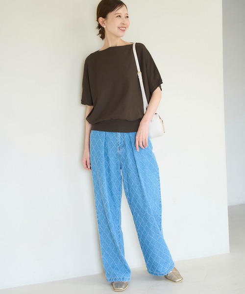 ROPE' PICNIC(ロペピクニック)の「二の腕が隠れるニットプルオーバー/UVカット・洗濯機OK・接触冷感(ニット/セーター・レディース・ダークグリーン/ブラック/ブルー系その他5/ブラウン/レッド・38)」の22枚目の写真