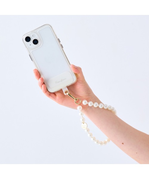 スマホハンドストラップ パール ホワイト (ストラップシート付