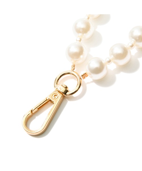 スマホハンドストラップ パール ホワイト (ストラップシート付