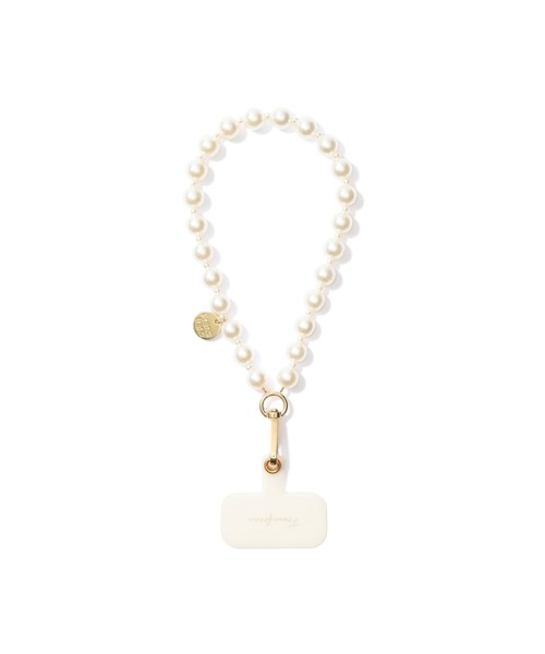 スマホハンドストラップ パール ホワイト (ストラップシート付