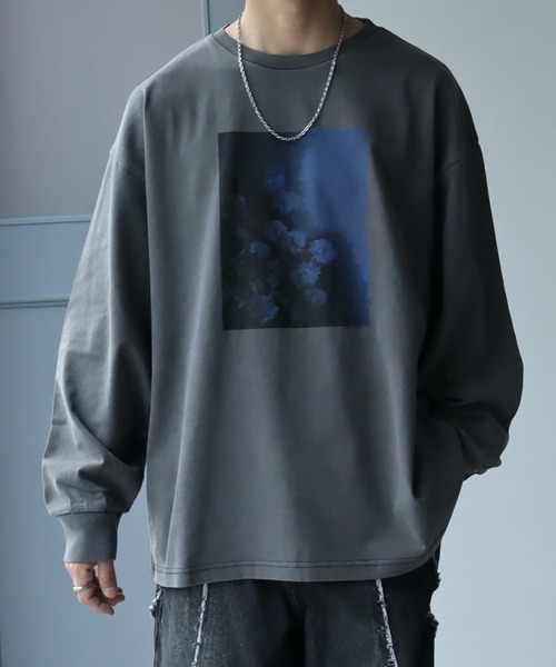 welise（ウェライズ）の「【welise/ウェライズ】ヴィンテージピグメント ヘビーウェイトコットン モードフラワープリント オーバーロンT（Tシャツ/カットソー・メンズ・ブラック系その他3/ブラック系その他/グレー系その他3/グレー系その他2/ブラック系その他4/グレー系その他4/グレー系その他/ブラック系その他2/グレー系その他5/ブラック系その他5・S/L/M）」の8枚目の写真
