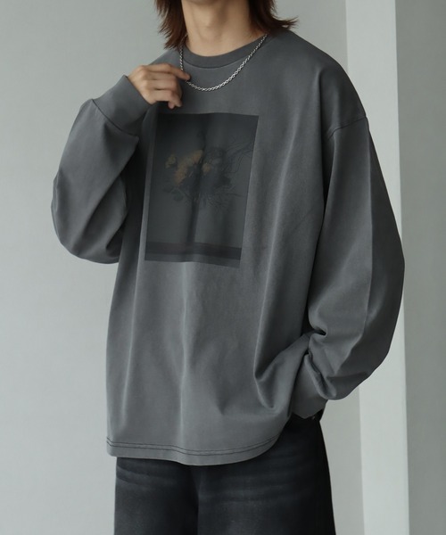 welise（ウェライズ）の「【welise/ウェライズ】ヴィンテージピグメント ヘビーウェイトコットン モードフラワープリント オーバーロンT（Tシャツ/カットソー・メンズ・ブラック系その他3/ブラック系その他/グレー系その他3/グレー系その他2/ブラック系その他4/グレー系その他4/グレー系その他/ブラック系その他2/グレー系その他5/ブラック系その他5・S/L/M）」の19枚目の写真