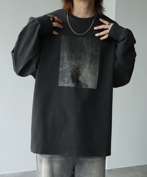 welise（ウェライズ）の「【welise/ウェライズ】ヴィンテージピグメント ヘビーウェイトコットン モードフラワープリント オーバーロンT（Tシャツ/カットソー・メンズ・ブラック系その他3/ブラック系その他/グレー系その他3/グレー系その他2/ブラック系その他4/グレー系その他4/グレー系その他/ブラック系その他2/グレー系その他5/ブラック系その他5・S/L/M）」の22枚目の写真