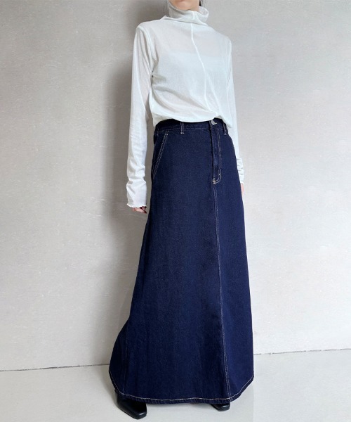 Doux Belle(ドゥーベル)の「フレアロングデニムスカート(スカート・レディース・ワンウォッシュ/ブルー/ネイビー・SMALL/MEDIUM/LARGE/X-LARGE)」の11枚目の写真