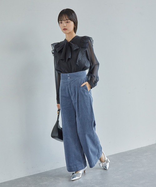 VIS（ビス）の「細コーデュロイワイドパンツ（スラックス・レディース・ベージュ系その他/ブルー系その他4・S/M）」の10枚目の写真