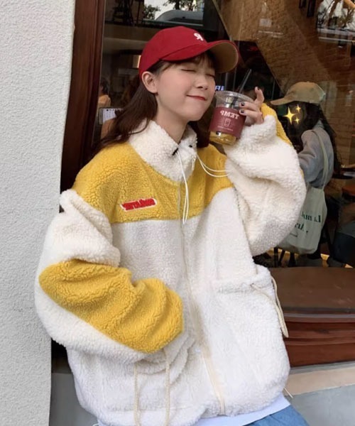 Mayree（メイリー）の「【Mayree】モコモコ ボア ジャケット（ブルゾン・レディース・グレー/ピンク/イエロー・FREE）」の3枚目の写真