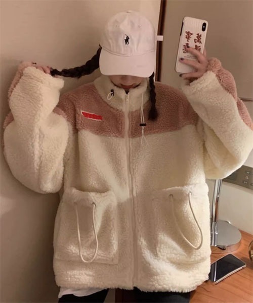 Mayree（メイリー）の「【Mayree】モコモコ ボア ジャケット（ブルゾン・レディース・グレー/ピンク/イエロー・FREE）」の5枚目の写真