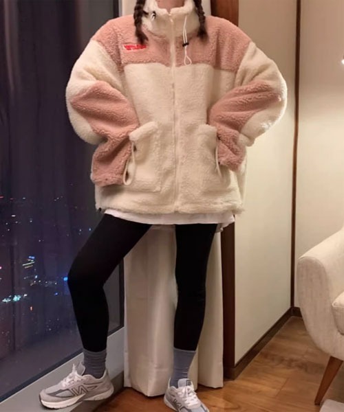 Mayree（メイリー）の「【Mayree】モコモコ ボア ジャケット（ブルゾン・レディース・グレー/ピンク/イエロー・FREE）」の4枚目の写真