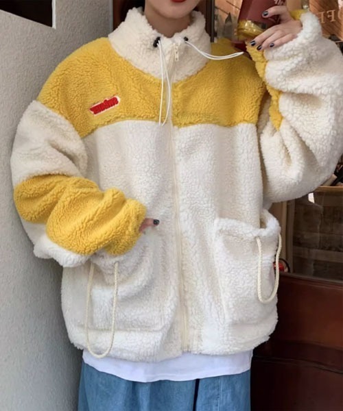 Mayree（メイリー）の「【Mayree】モコモコ ボア ジャケット（ブルゾン・レディース・グレー/ピンク/イエロー・FREE）」の15枚目の写真